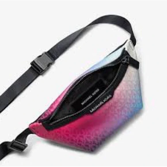 Michael Kors - NWT Cooper Mini Belt Sling Logo Bag Raspberry Navy Ombrè - Picture 2 of 2